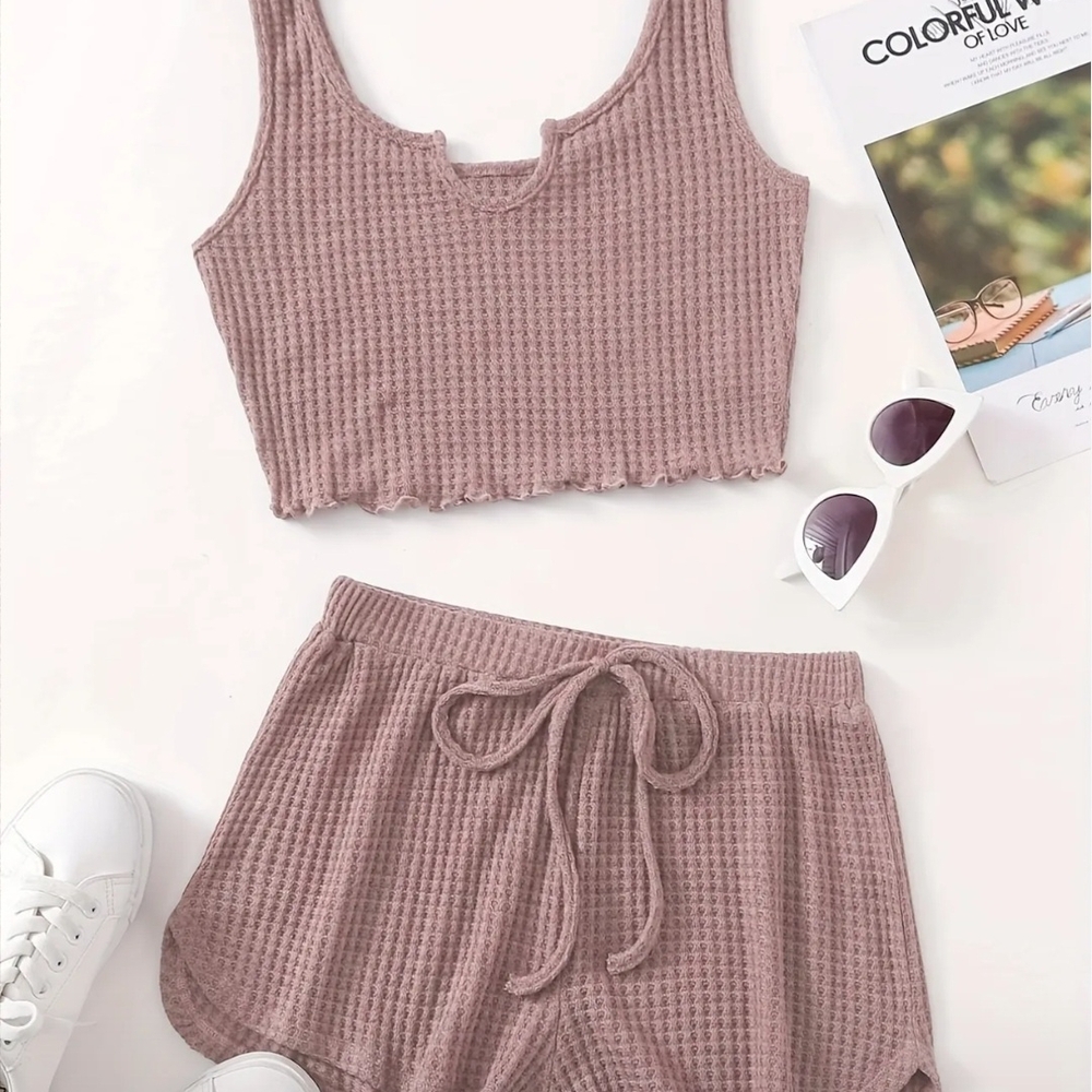 Pink Waffle Pajama Lounge Set